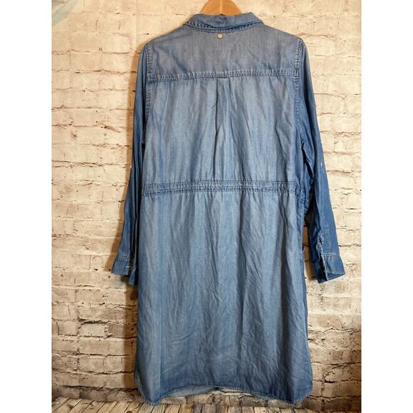 Lee‎ Platinum Label Shirt Dress Womens 18 Chambray Blue Full Button Front Midi - Picture 14 of 16